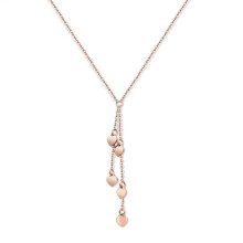 Fashion Minimalist Simple Gold Rose Gold Stainless Steel Dainty Heart Disc Thin Chain Necklace